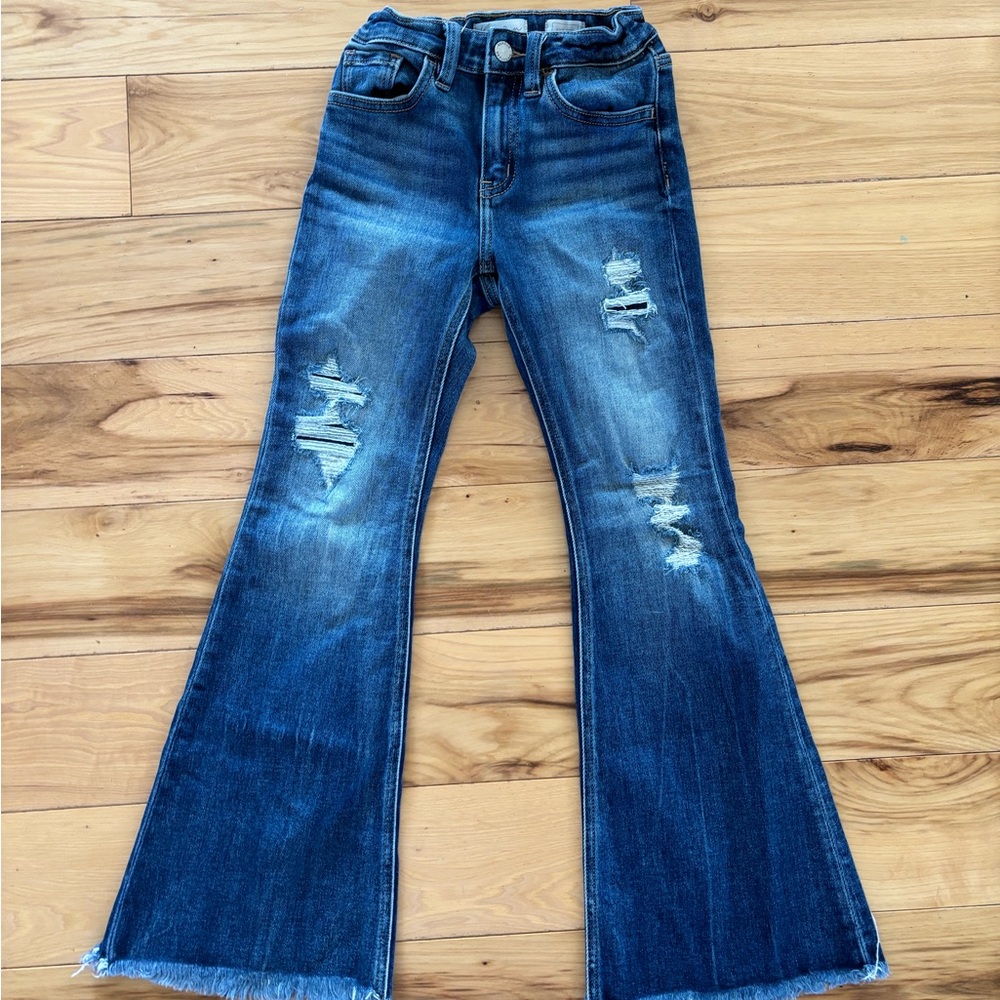 KanCan Dark Blue Distressed Flare Jeans